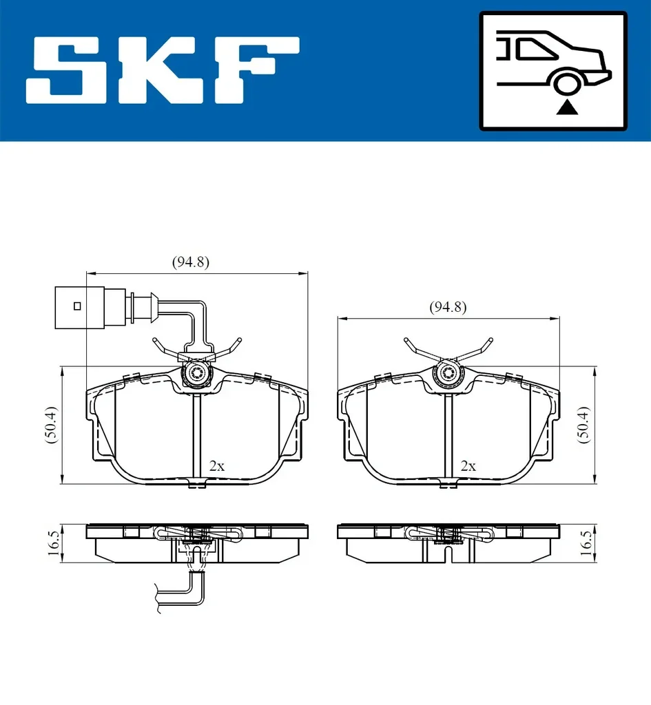 VKBP 90527 E SKF Комплект тормозных колодок, дисковый тормоз (фото 1)