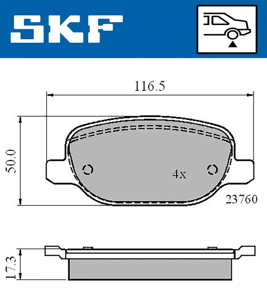 VKBP 90565 SKF Комплект тормозных колодок, дисковый тормоз (фото 1)