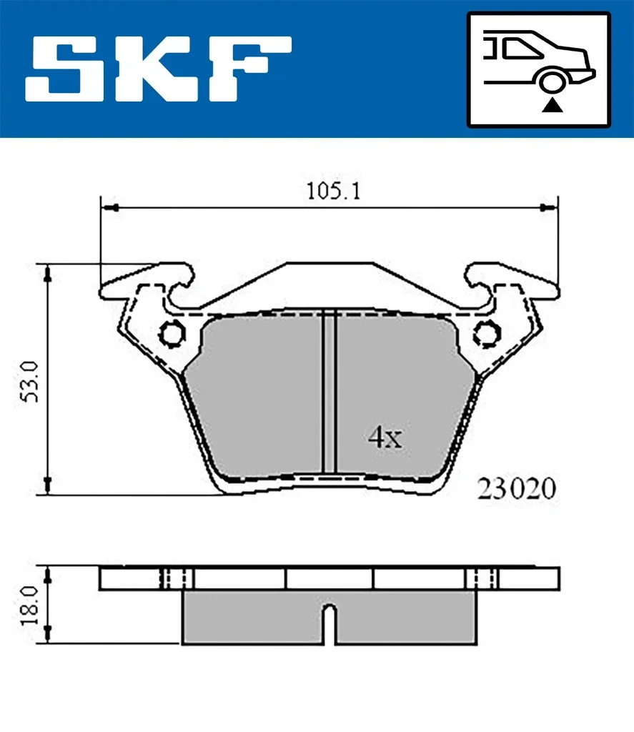 VKBP 90568 SKF Комплект тормозных колодок, дисковый тормоз (фото 1)