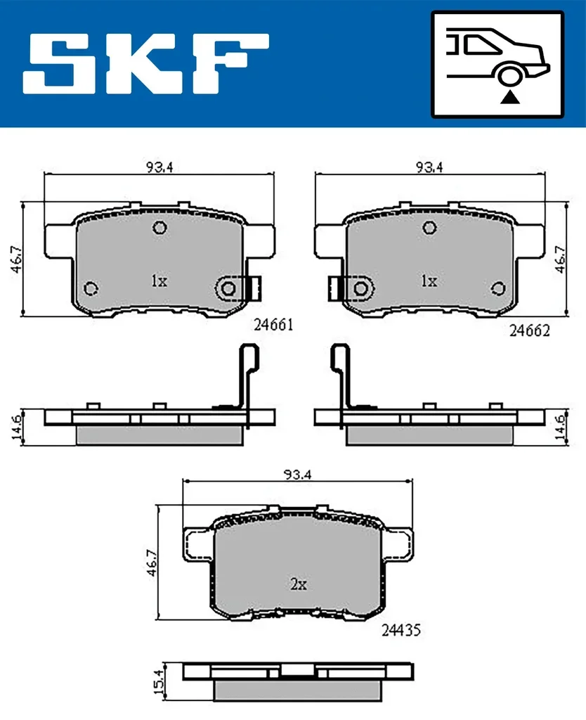 VKBP 90613 A SKF Комплект тормозных колодок, дисковый тормоз (фото 1)