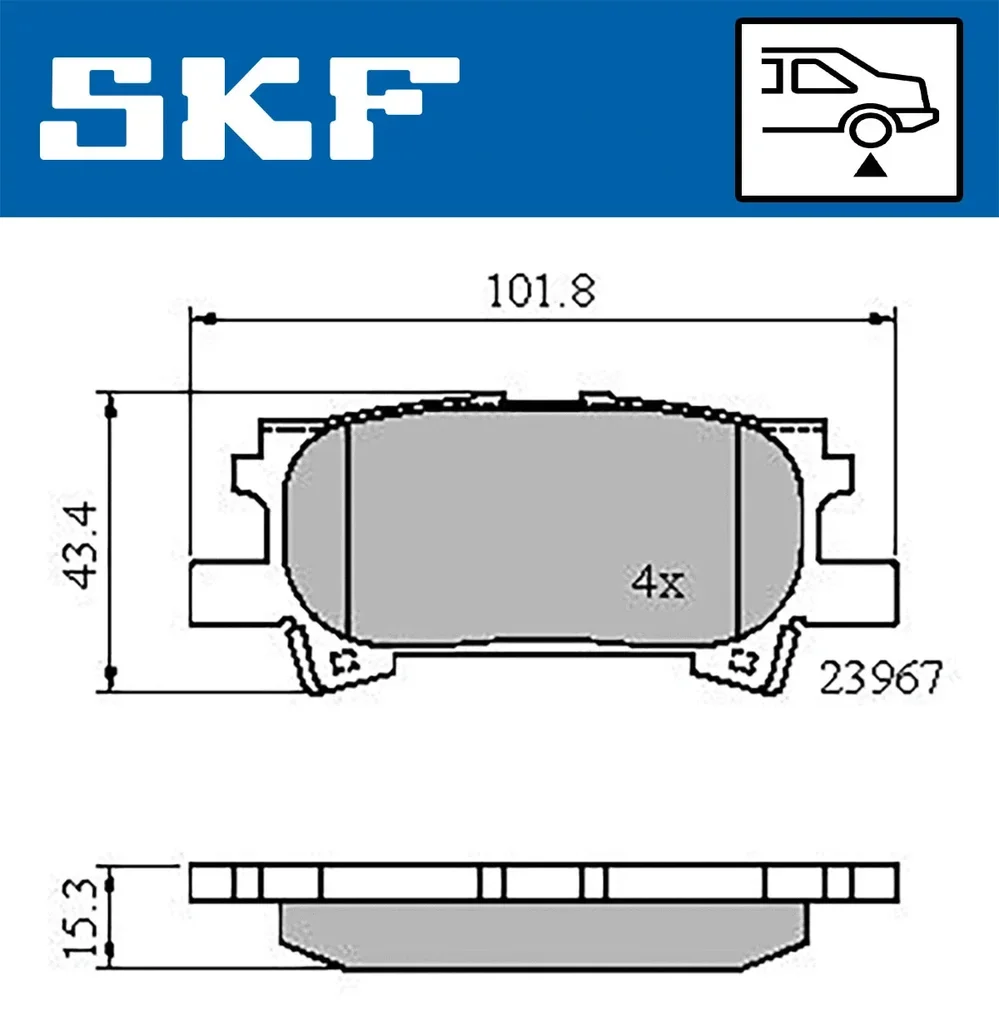 VKBP 90615 SKF Комплект тормозных колодок, дисковый тормоз (фото 1)