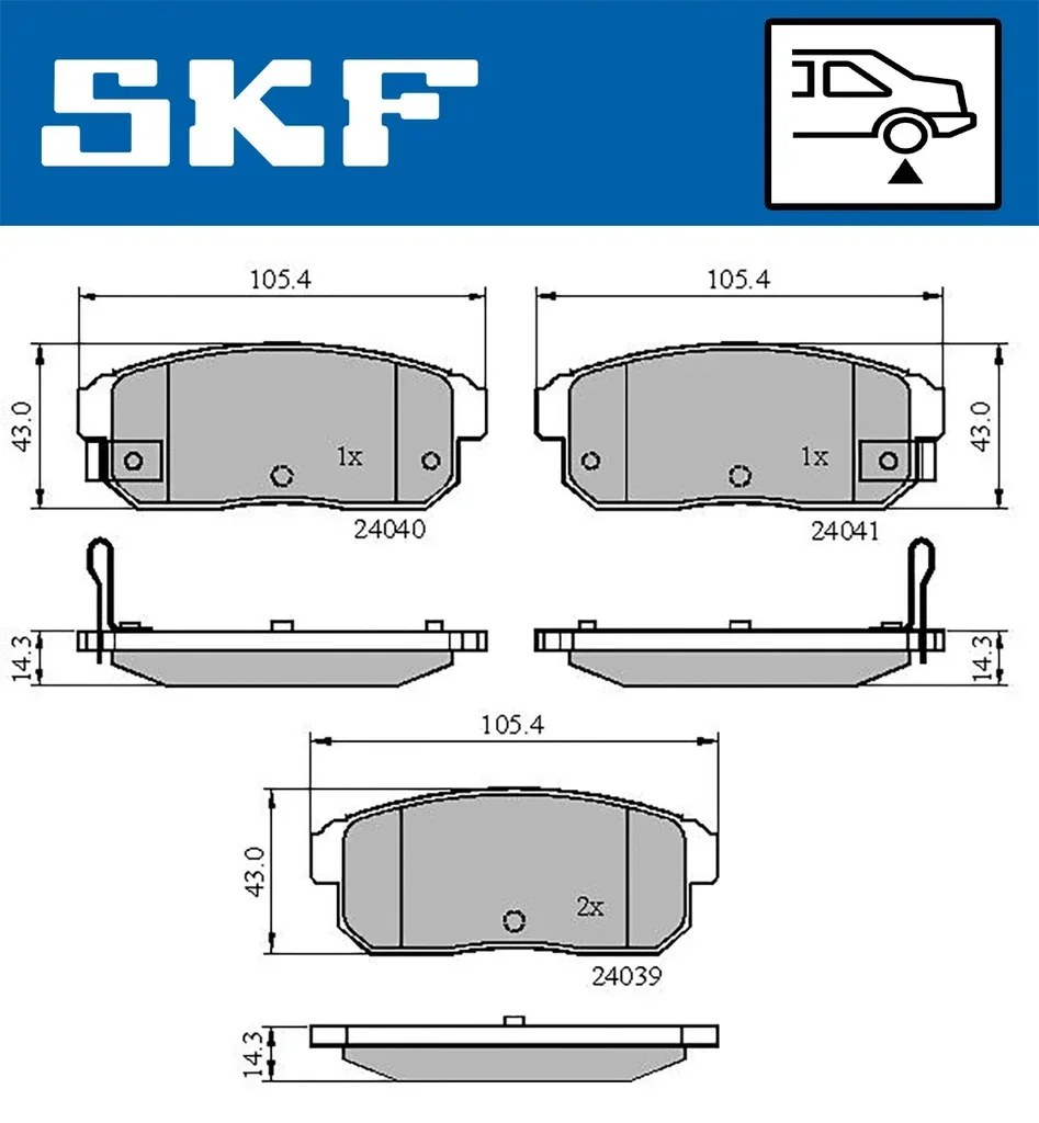 VKBP 90620 A SKF Комплект тормозных колодок, дисковый тормоз (фото 1)