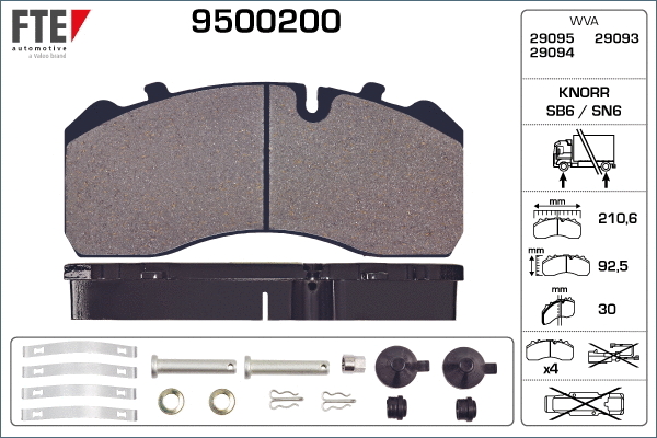 9500200 FTE Комплект тормозных колодок, дисковый тормоз (фото 1)