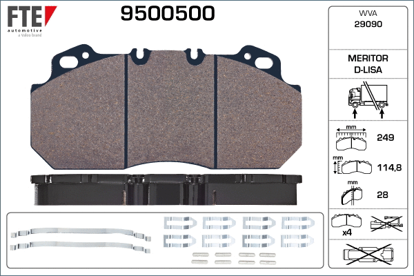 9500500 FTE Комплект тормозных колодок, дисковый тормоз (фото 1)