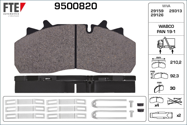 9500820 FTE Комплект тормозных колодок, дисковый тормоз (фото 1)