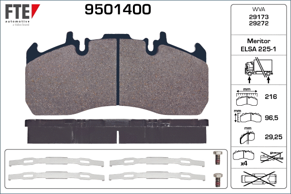 9501400 FTE Комплект тормозных колодок, дисковый тормоз (фото 1)