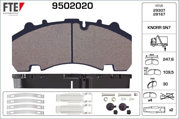 9502020 FTE Комплект тормозных колодок, дисковый тормоз (фото 1)
