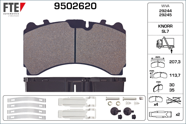 9502620 FTE Комплект тормозных колодок, дисковый тормоз (фото 1)