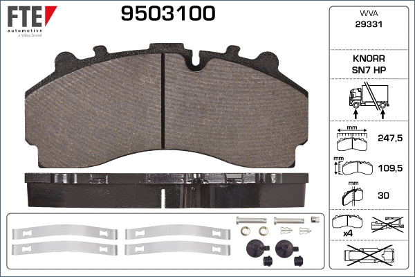 9503100 FTE Комплект тормозных колодок, дисковый тормоз (фото 1)