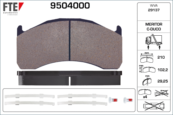 9504000 FTE Комплект тормозных колодок, дисковый тормоз (фото 1)