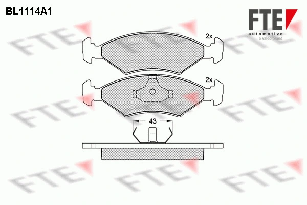 BL1114A1 FTE Комплект тормозных колодок, дисковый тормоз (фото 1)