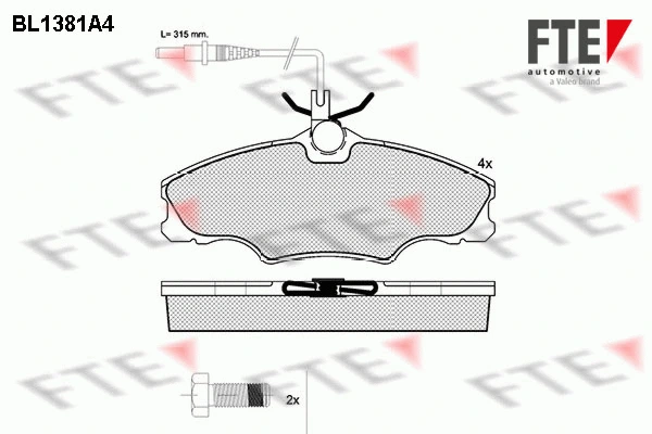 BL1381A4 FTE Комплект тормозных колодок, дисковый тормоз (фото 1)