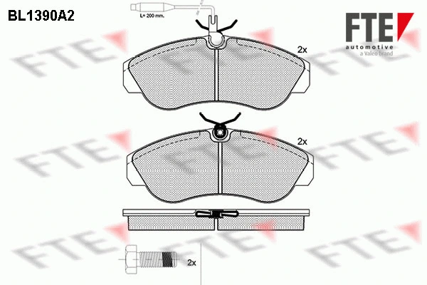 BL1390A2 FTE Комплект тормозных колодок, дисковый тормоз (фото 1)