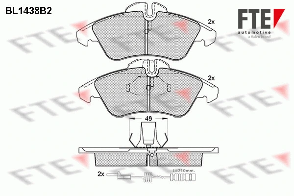 BL1438B2 FTE Комплект тормозных колодок, дисковый тормоз (фото 1)