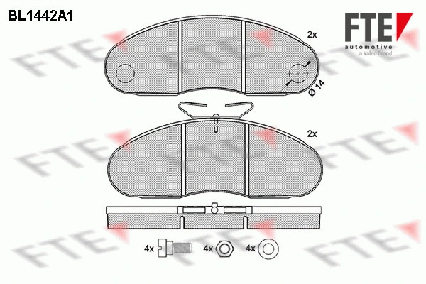 BL1442A1 FTE Комплект тормозных колодок, дисковый тормоз (фото 1)