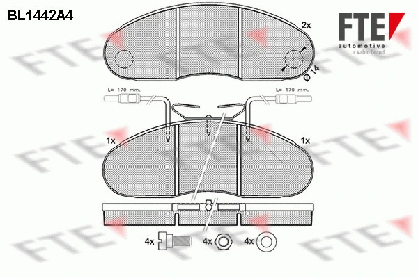 BL1442A4 FTE Комплект тормозных колодок, дисковый тормоз (фото 1)