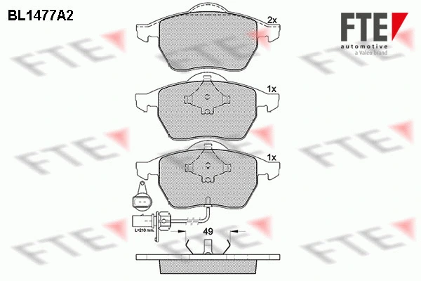 BL1477A2 FTE Комплект тормозных колодок, дисковый тормоз (фото 1)