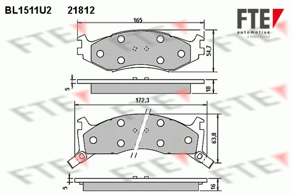 BL1511U2 FTE Комплект тормозных колодок, дисковый тормоз (фото 1)