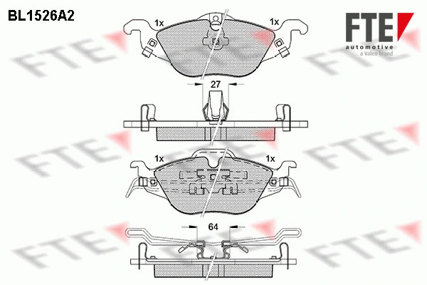 BL1526A2 FTE Комплект тормозных колодок, дисковый тормоз (фото 1)