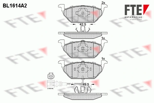 BL1614A2 FTE Комплект тормозных колодок, дисковый тормоз (фото 1)