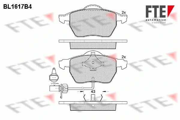 BL1617B4 FTE Комплект тормозных колодок, дисковый тормоз (фото 1)