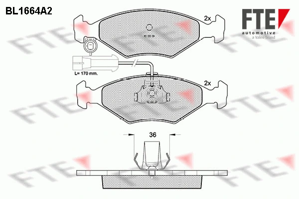 BL1664A2 FTE Комплект тормозных колодок, дисковый тормоз (фото 1)