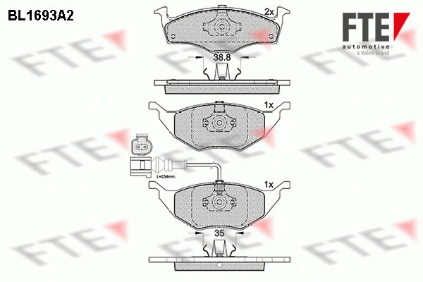 BL1693A2 FTE Комплект тормозных колодок, дисковый тормоз (фото 1)