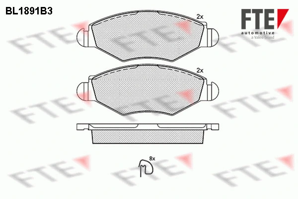 BL1891B3 FTE Комплект тормозных колодок, дисковый тормоз (фото 1)