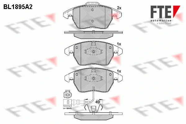 BL1895A2 FTE Комплект тормозных колодок, дисковый тормоз (фото 1)