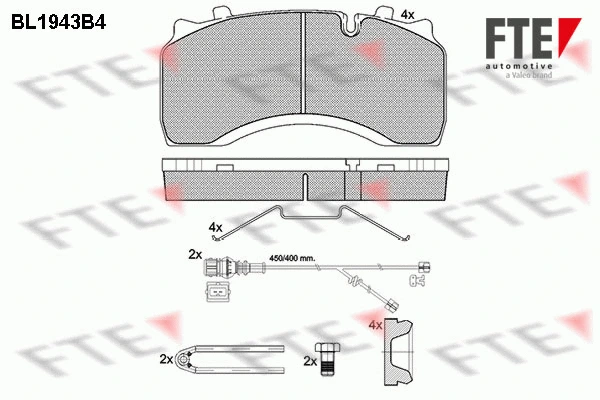 BL1943B4 FTE Комплект тормозных колодок, дисковый тормоз (фото 1)