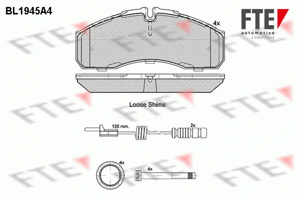 BL1945A4 FTE Комплект тормозных колодок, дисковый тормоз (фото 1)