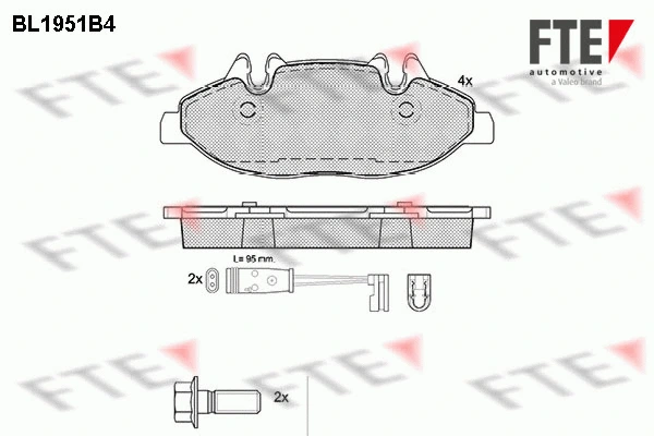 BL1951B4 FTE Комплект тормозных колодок, дисковый тормоз (фото 1)