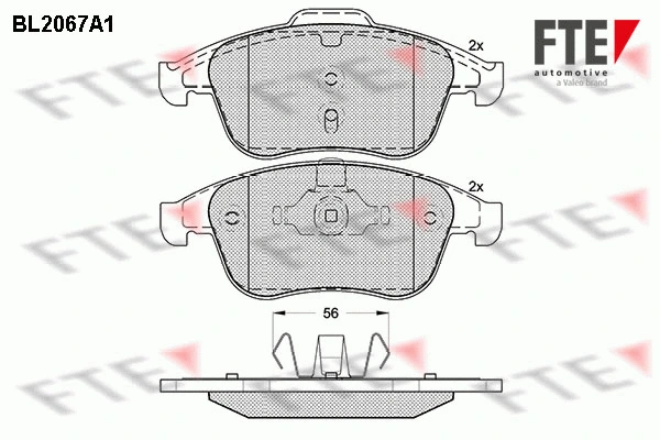 BL2067A1 FTE Комплект тормозных колодок, дисковый тормоз (фото 1)