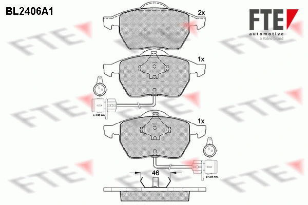 BL2406A1 FTE Комплект тормозных колодок, дисковый тормоз (фото 1)