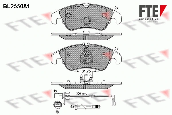 BL2550A1 FTE Комплект тормозных колодок, дисковый тормоз (фото 1)
