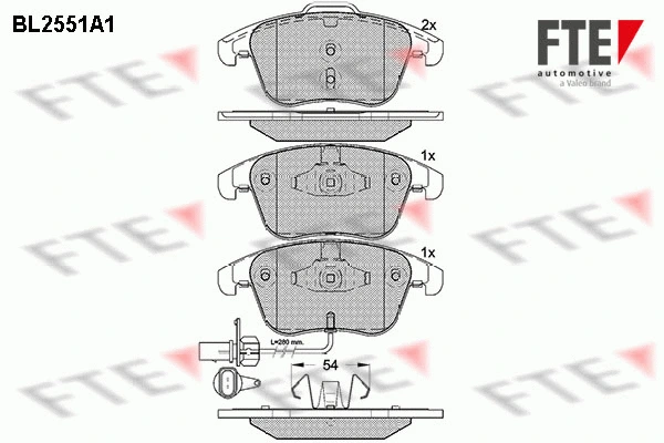 BL2551A1 FTE Комплект тормозных колодок, дисковый тормоз (фото 1)