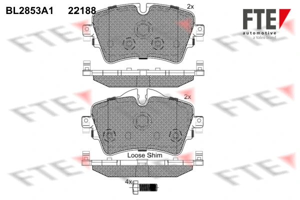 BL2853A1 FTE Комплект тормозных колодок, дисковый тормоз (фото 1)