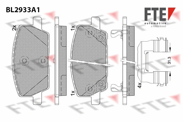 BL2933A1 FTE Комплект тормозных колодок, дисковый тормоз (фото 1)