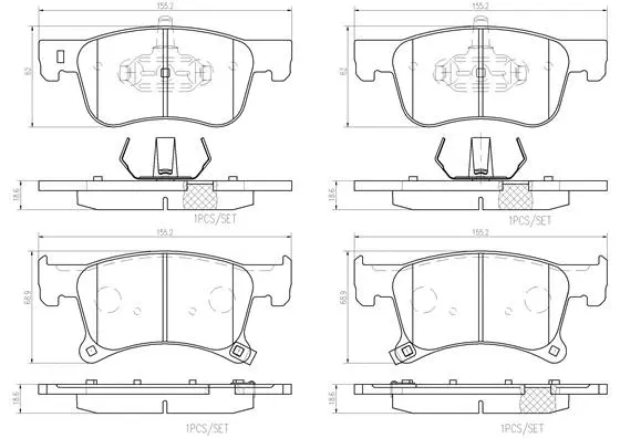 P 07 020 BREMBO Комплект тормозных колодок, дисковый тормоз (фото 1)