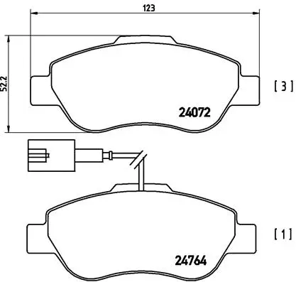 P 23 107 BREMBO Комплект тормозных колодок, дисковый тормоз (фото 1)