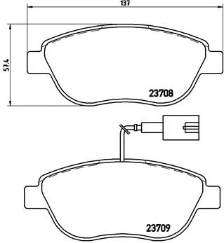 P 23 137 BREMBO Комплект тормозных колодок, дисковый тормоз (фото 1)