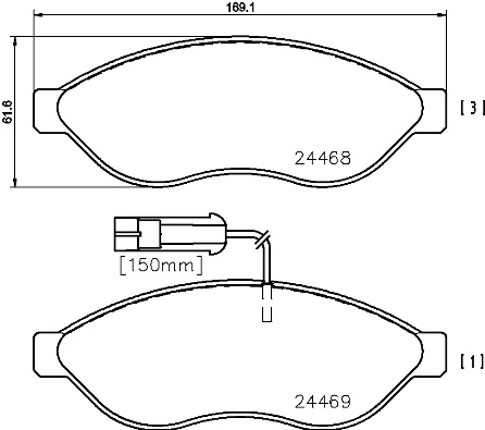 P 61 092 BREMBO Комплект тормозных колодок, дисковый тормоз (фото 1)