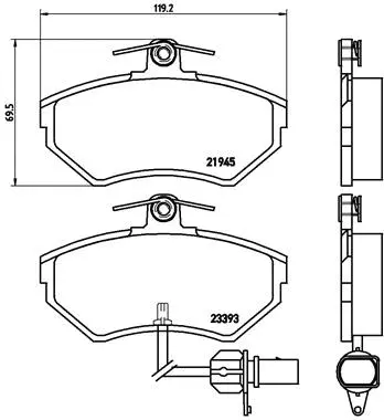 P 85 044 BREMBO Комплект тормозных колодок, дисковый тормоз (фото 1)