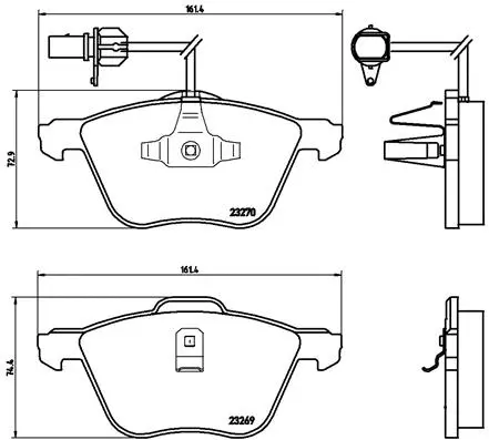 P 85 061 BREMBO Комплект тормозных колодок, дисковый тормоз (фото 1)