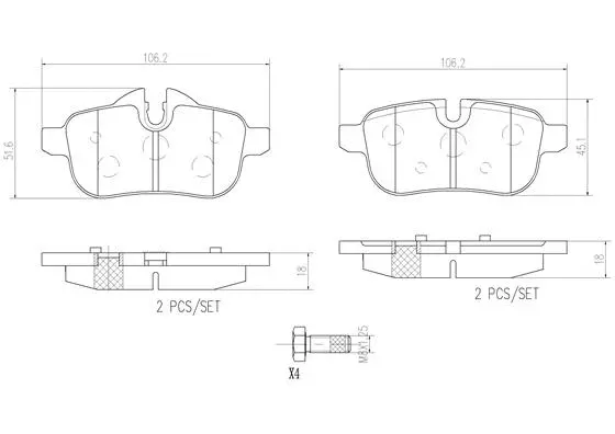 P06062N BREMBO Комплект тормозных колодок, дисковый тормоз (фото 1)