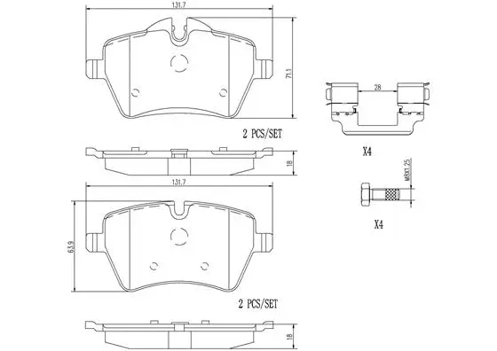 P06086N BREMBO Комплект тормозных колодок, дисковый тормоз (фото 1)