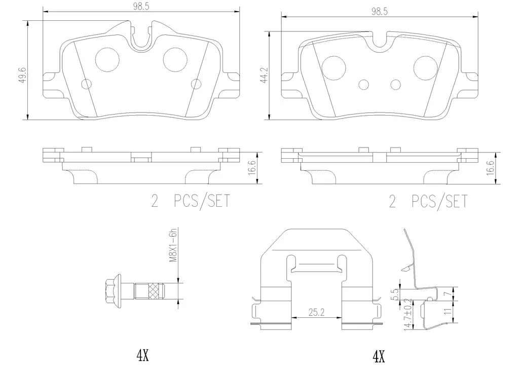 P06113N BREMBO Комплект тормозных колодок, дисковый тормоз (фото 1)