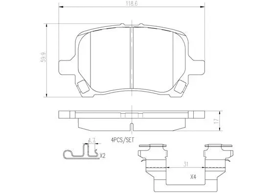 P10014N BREMBO Комплект тормозных колодок, дисковый тормоз (фото 1)