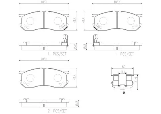 P16016N BREMBO Комплект тормозных колодок, дисковый тормоз (фото 1)