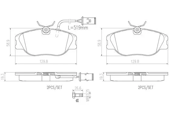 P23041N BREMBO Комплект тормозных колодок, дисковый тормоз (фото 1)